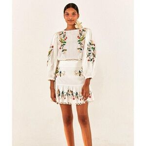 FARM RIO Pitanga Embroidery Mini Skirt